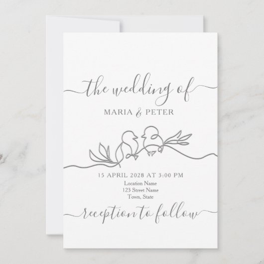 Invitation Simple Moderne Mariage Minimaliste (Devant)