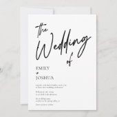 Invitation Simple Moderne Mariage Noir Blanc (Devant)