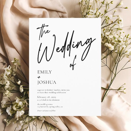 Invitation Simple Moderne Mariage Noir Blanc