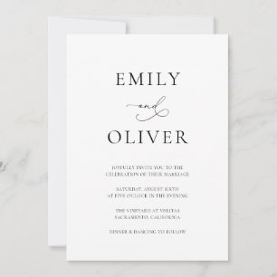 Invitation Simple moderne Mariage noir et blanc