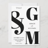 Invitation Simple moderne Mariage noir et blanc (Devant)