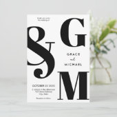 Invitation Simple moderne Mariage noir et blanc (Debout devant)