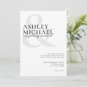 Invitation Simple moderne Mariage noir et blanc (Debout devant)