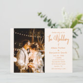 Invitation Simple Moderne Mariage Photo Beige (Debout devant)