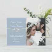 Invitation Simple Moderne Mariage Photo Dusty Blue (Debout devant)