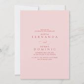Invitation Simple Moderne Mariage Rouge et Rose (Devant)