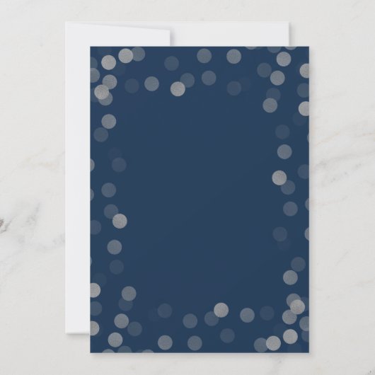 Invitation Simple moderne Mariage Silver Confetti Navy (Dos)