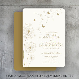 Invitation Simple Moderne Mariage Tournesol en Or