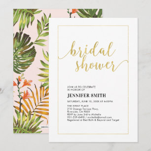 Invitation Simple Moderne Mariage Tropical Doré Bridal Shower