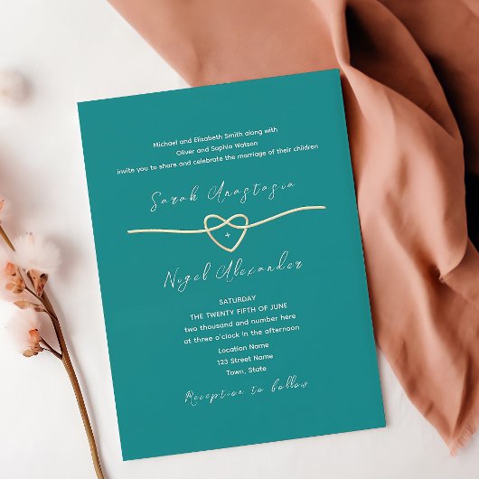 Invitation Simple Moderne Mariage Turquoise