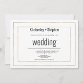 Invitation Simple moderne mariage typographie noir blanc or (Devant)