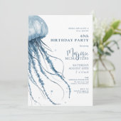 Invitation Simple Moderne Méduse Côtière 40e Anniversaire (Debout devant)