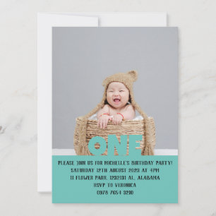 Invitation Simple moderne mignonne première photo bébé annive