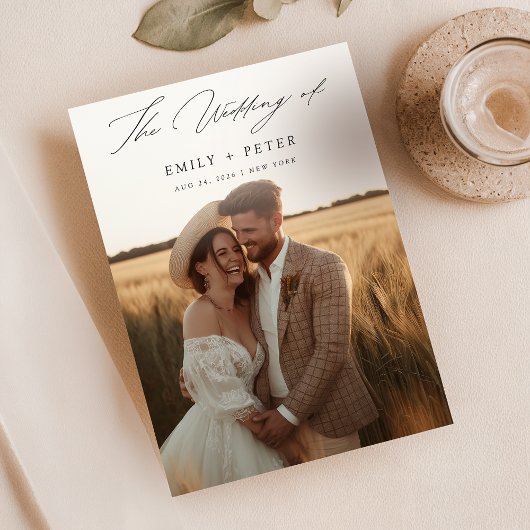 Invitation Simple moderne minimaliste Boho 2 Mariage photo