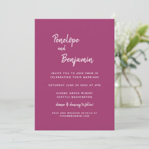 Invitation Simple Moderne Minimaliste Mariage Orchidée Magent
