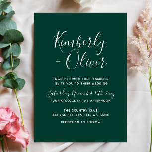 Invitation Simple moderne minimaliste Mariage vert émeraude