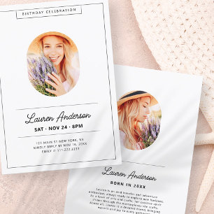 Invitation Simple moderne minimaliste photo fête d'anniversai