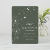 Invitation Simple moderne Moss Green Dandelion Mariage (Debout devant)