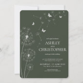 Invitation Simple moderne Moss Green Dandelion Mariage (Devant)