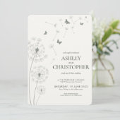 Invitation Simple moderne Moss Green Dandelion Mariage (Debout devant)
