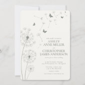 Invitation Simple moderne Moss Green Dandelion Mariage (Devant)