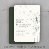 Invitation Simple moderne Moss Green Dandelion Mariage
