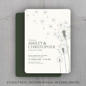 Invitation Simple moderne Moss Green Dandelion Mariage