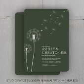 Invitation Simple moderne Moss Green Dandelion Mariage