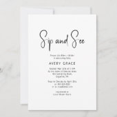 Invitation Simple moderne Neutral bébé Sip et voir douche (Devant)