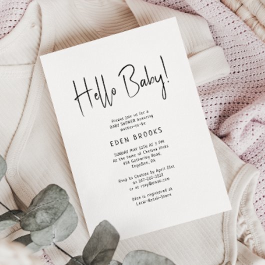 Invitation Simple moderne Neutral Bonjour bébé! Baby shower
