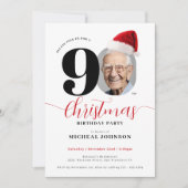 Invitation Simple moderne Noël 90e fête d'anniversaire (Devant)