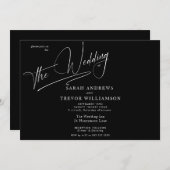 Invitation Simple moderne noir & blanc (Devant / Derrière)