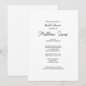 Invitation simple moderne Noir Blanc Douche nuptia (Devant / Derrière)
