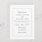 Invitation Simple moderne noir blanc gris Mariage de script (Devant / Derrière)