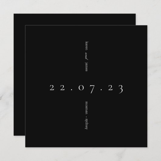 Invitation Simple moderne noir et blanc Enregistrer la date (Devant / Derrière)