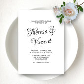 Invitation Simple moderne noir et blanc Mariage de calligraph