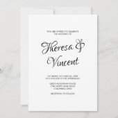 Invitation Simple moderne noir et blanc Mariage de calligraph (Devant)
