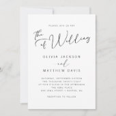 Invitation Simple moderne noir et blanc Mariage de calligraph (Devant)