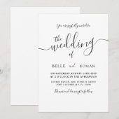 Invitation Simple moderne noir et blanc Mariage de calligraph (Devant / Derrière)