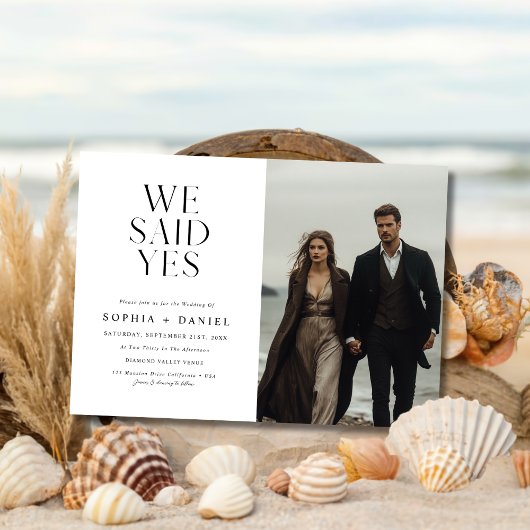 Invitation Simple Moderne Nous Avons Dit Oui Mariage Beach Ph