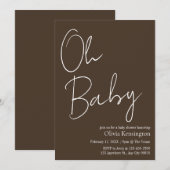 Invitation Simple moderne Oh Baby Baby shower Brown (Devant / Derrière)