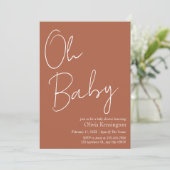 Invitation Simple moderne Oh Baby Baby shower en terre cuite (Debout devant)