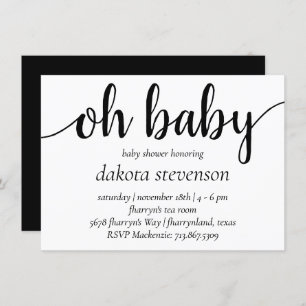 Invitation Simple moderne Oh Baby   Flourish Script Douche