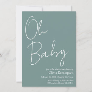 Invitation Simple moderne Oh Baby Sage Baby shower vert