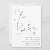 Invitation Simple moderne Oh Baby Sage Baby shower vert (Devant)