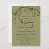 Invitation Simple moderne Olive Green Mariage de branche d'ol (Devant)