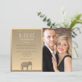 Invitation Simple Moderne Or Mariage Photo (Debout devant)
