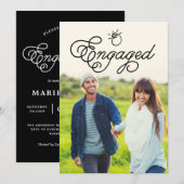 Invitation Simple Moderne Partie de l'engagement photo pleine (Devant / Derrière)