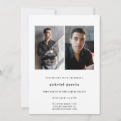 Invitation Simple moderne Photo Black Graduation Party (Dos)