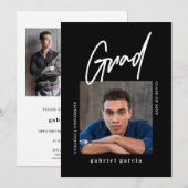 Invitation Simple moderne Photo Black Graduation Party (Devant / Derrière)